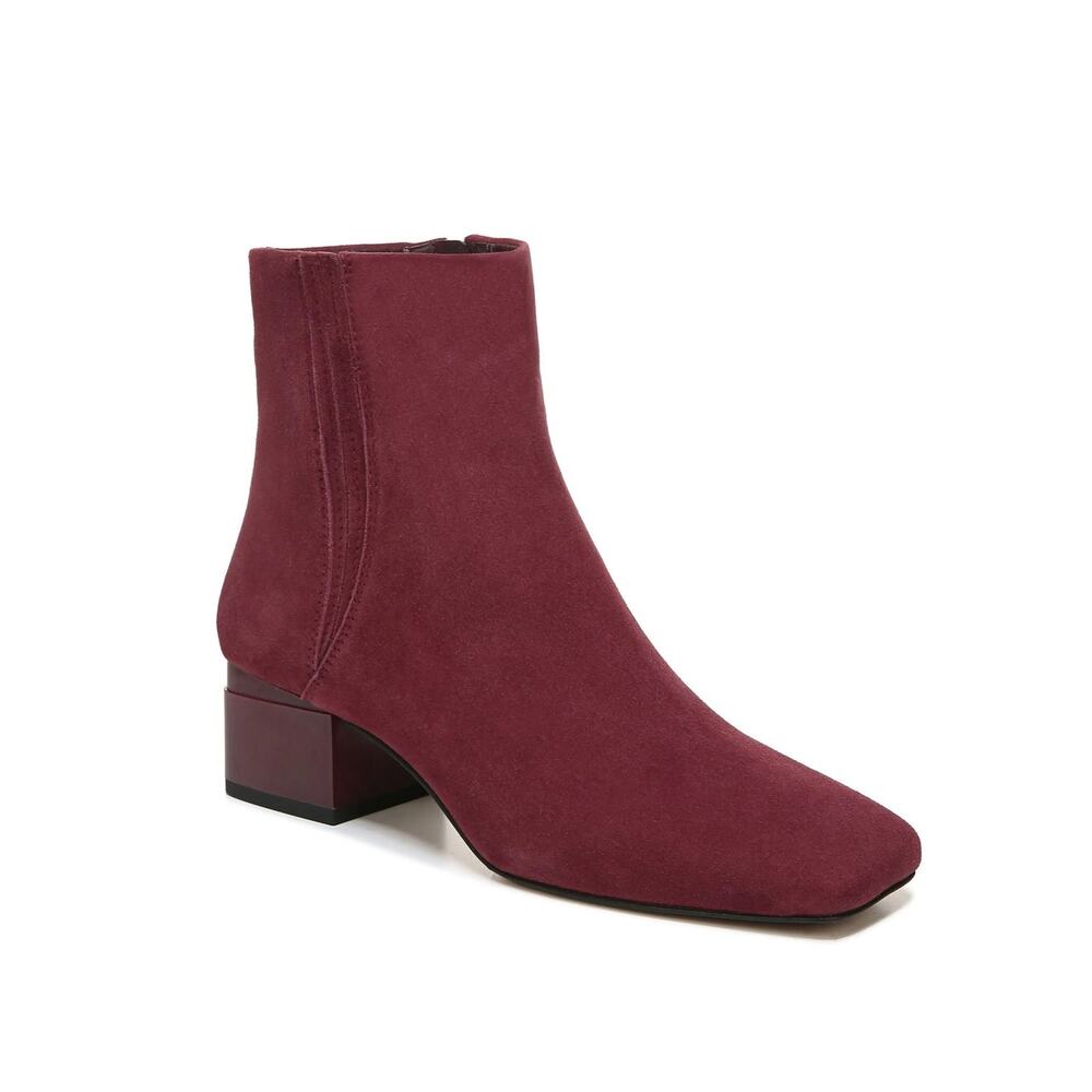 New Franco Sarto Waxtona Block Heel Bootie in Vino Suede Women's Size 8.5